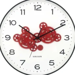Horloge murale ronde Open Gear (Noir et rouge)