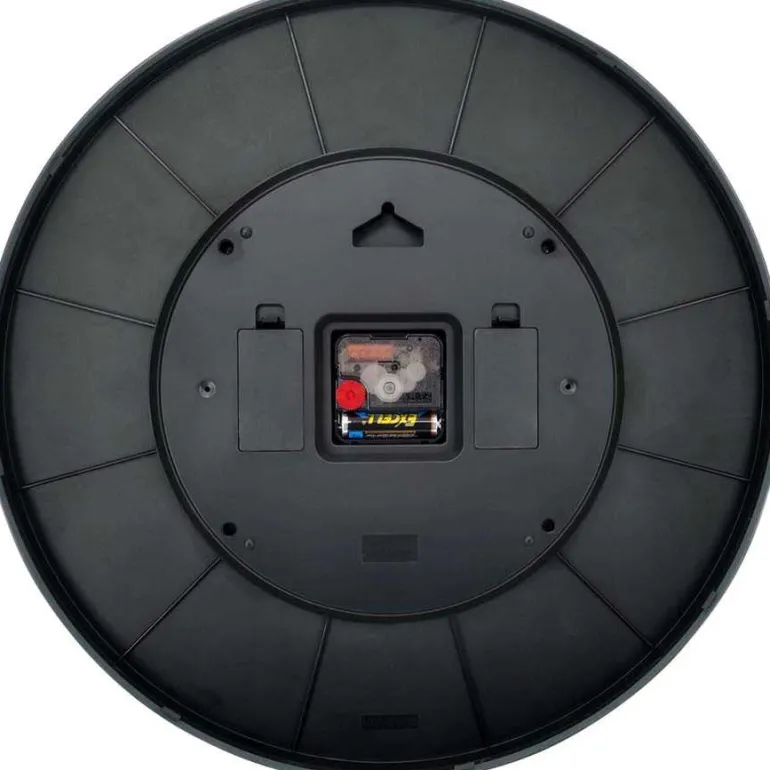 Horloge murale ronde Open Gear (Gris souris et orange)