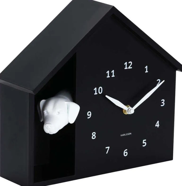 Horloge à poser Peeking Doggy (Noir)