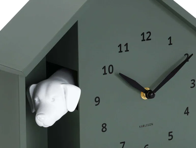 Horloge à poser Peeking Doggy (Vert jungle)
