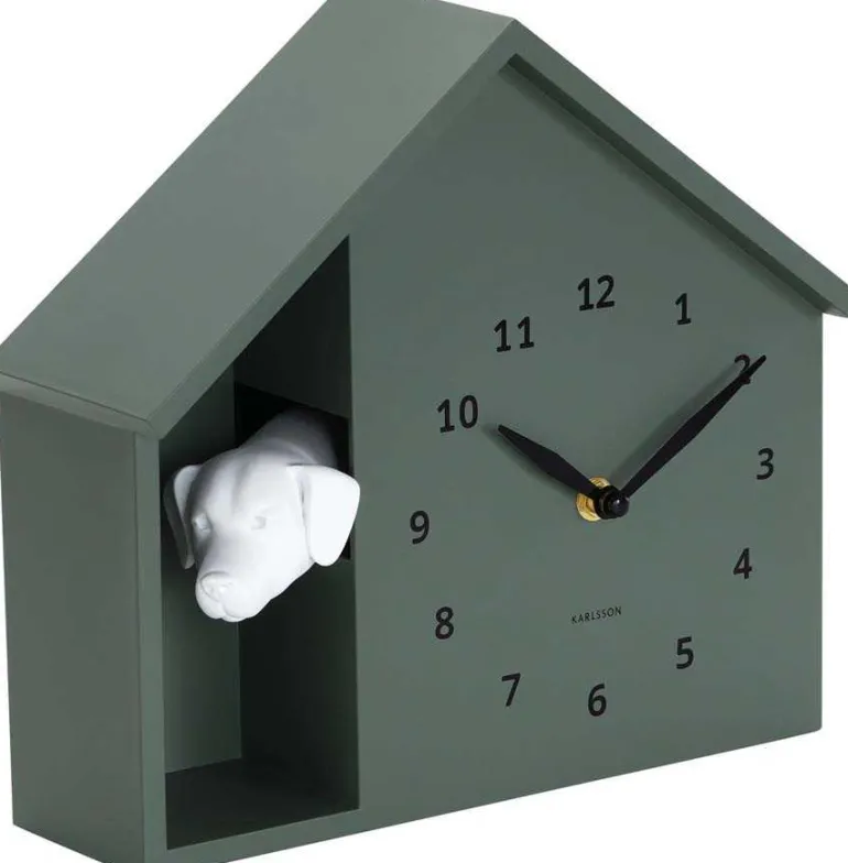 Horloge à poser Peeking Doggy (Vert jungle)