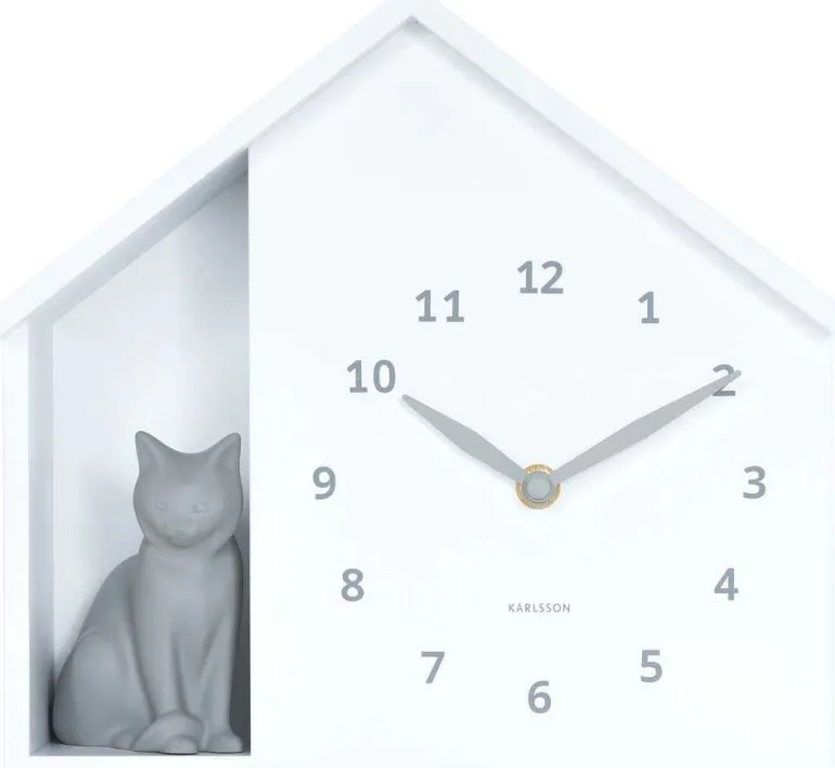 Horloge à poser Siting cat (Blanc)