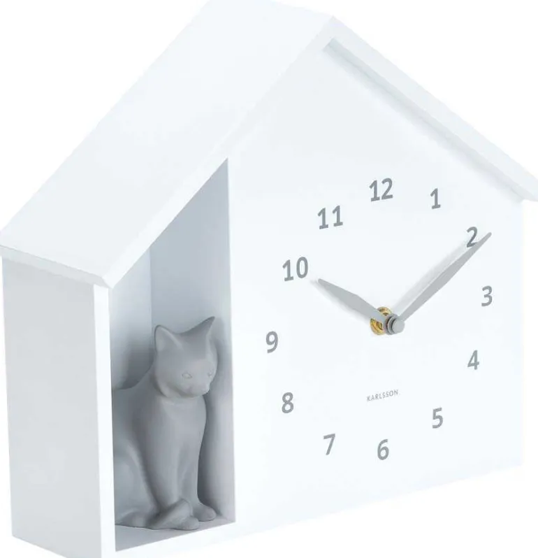 Horloge à poser Siting cat (Blanc)
