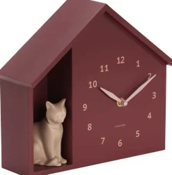 Horloge à poser Siting cat (Rouge bordeaux)