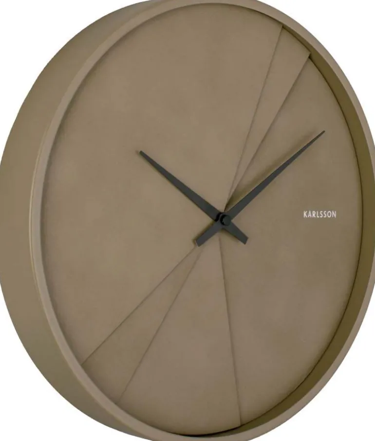 Horloge ronde en bois Lines 30 cm (Vert mousse)