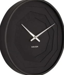 Horloge ronde en bois Origami 30 cm (Noir)