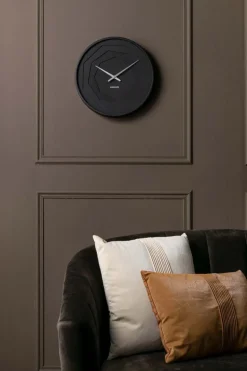 Horloge ronde en bois Origami 30 cm (Noir)