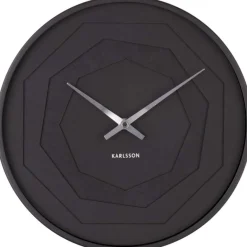 Horloge ronde en bois Origami 30 cm (Noir)
