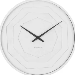 Horloge ronde en bois Origami 30 cm (Blanc)