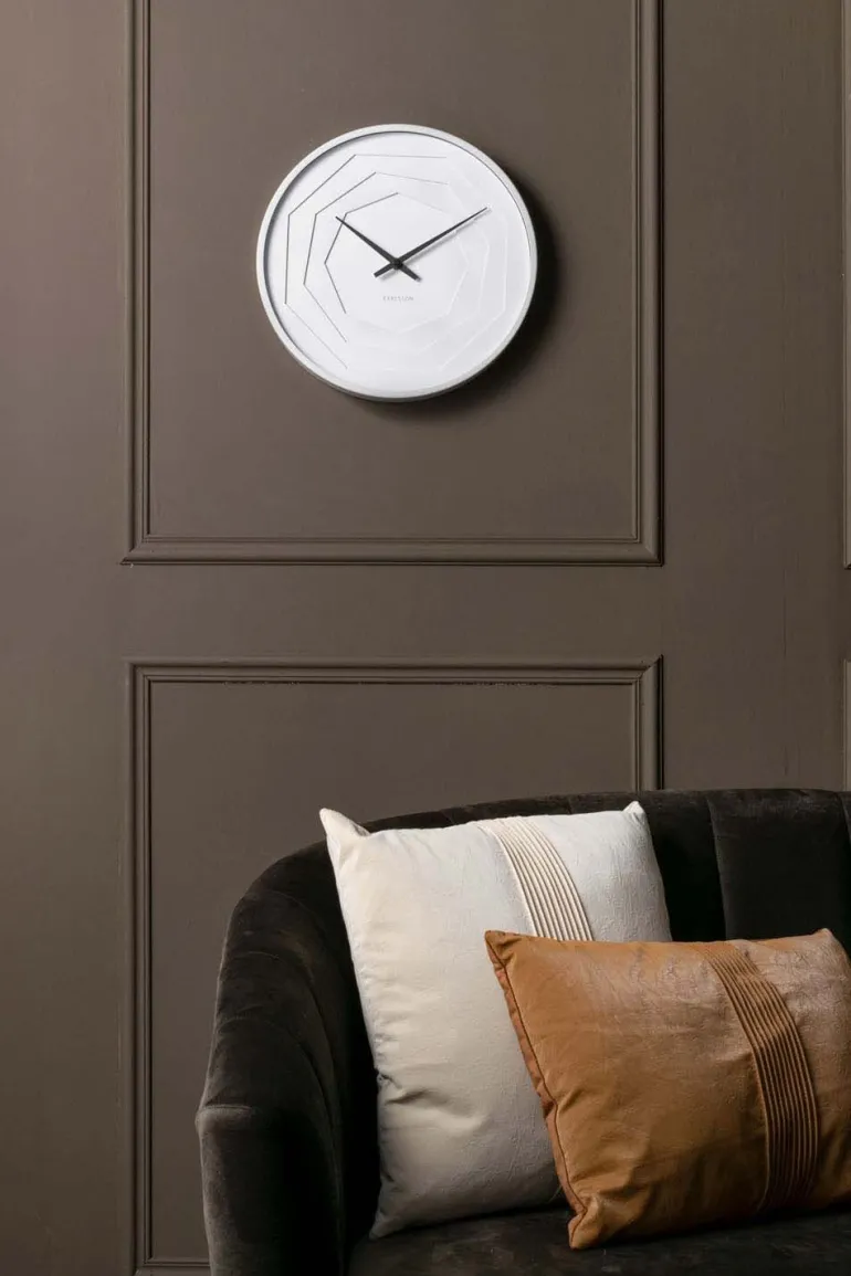 Horloge ronde en bois Origami 30 cm (Blanc)