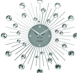 Horloge ronde en métal Sunburst 30 cm (Chrome)