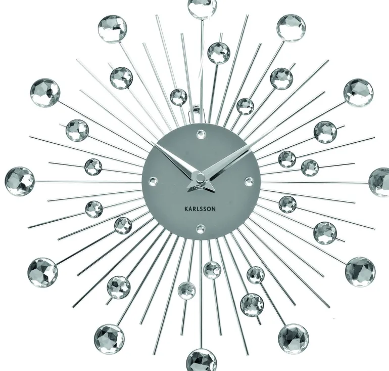 Horloge ronde en métal Sunburst 30 cm (Chrome)