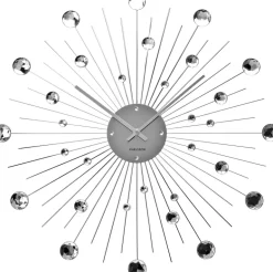 Horloge ronde en métal Sunburst 50 cm (Chrome)