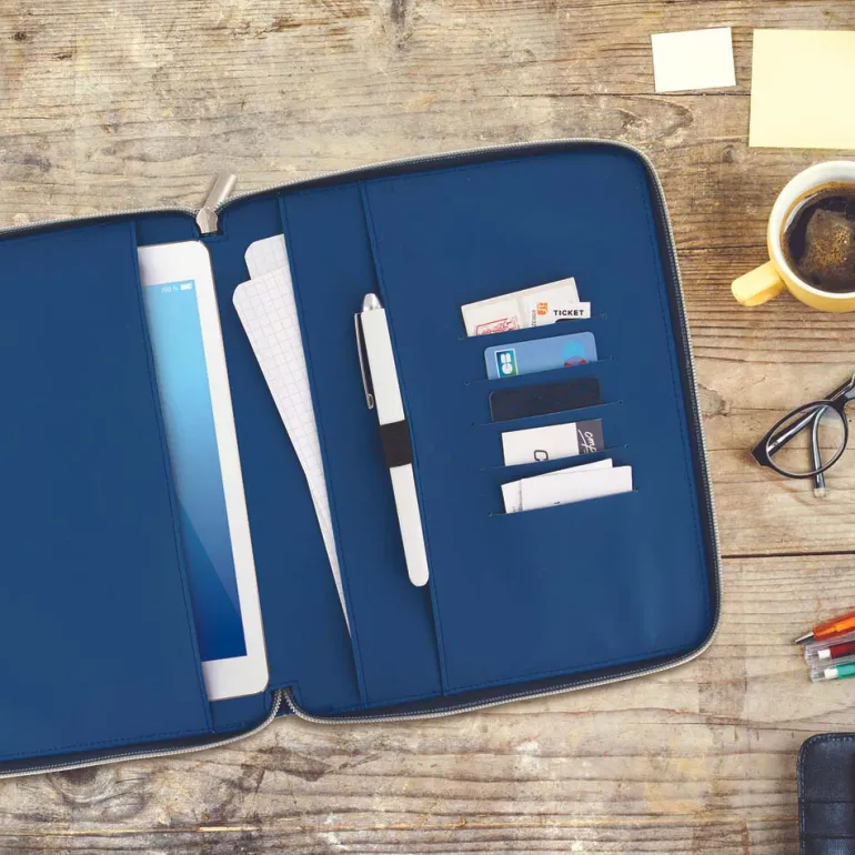 Housse avec organisateur pour tablette Papa en or (Bleu)