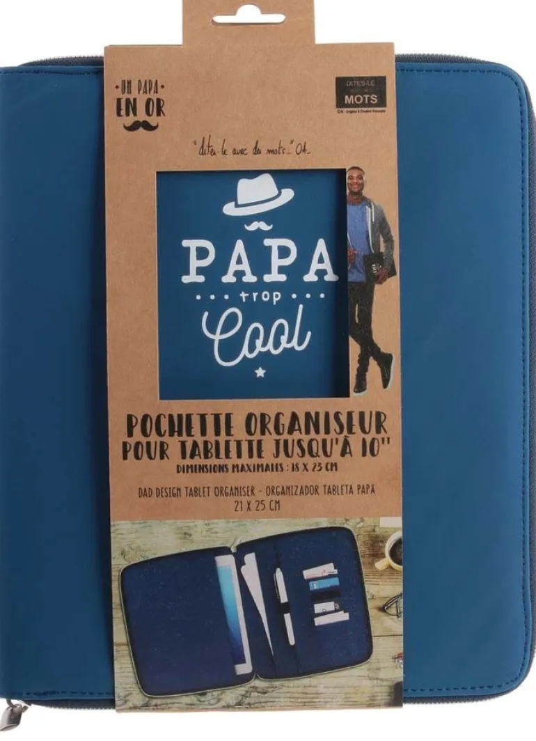 Housse avec organisateur pour tablette Papa en or (Bleu)