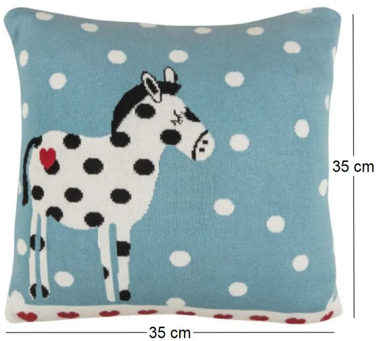 Housse de coussin en coton bio 35 x 35 cheval à pois