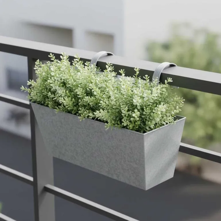 Jardinière balcon en zinc à suspendre (Gris)