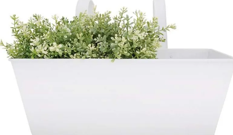 Jardinière balcon en zinc à suspendre (Blanc)