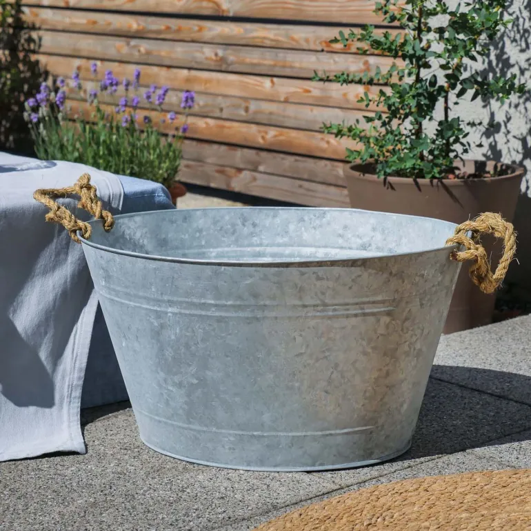 Jardinière bassine en zinc patiné