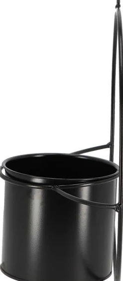 Jardinière déco ronde d'intérieur en métal noir (Fixation murale)