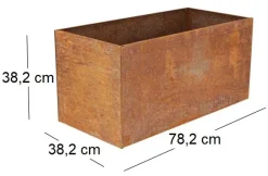 Jardinière en acier corten rouille (78 x 38 x 38 cm)