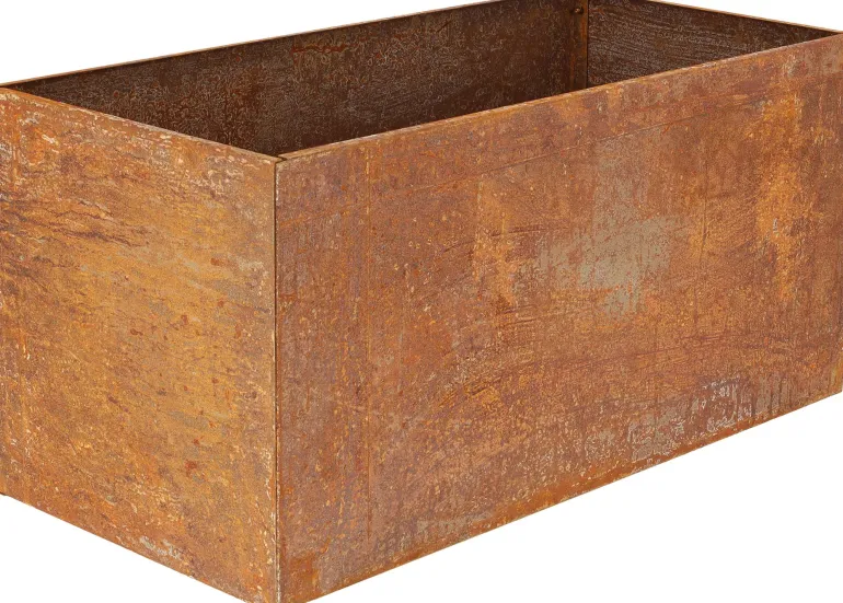 Jardinière en acier corten rouille (78 x 38 x 38 cm)