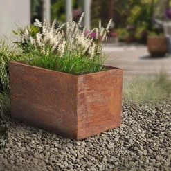 Jardinière en acier corten rouille (78 x 38 x 38 cm)