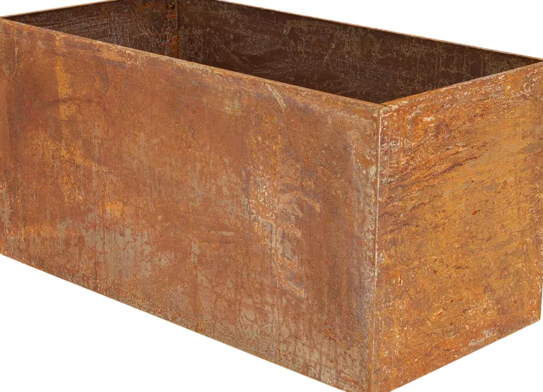 Jardinière en acier corten rouille (78 x 38 x 38 cm)