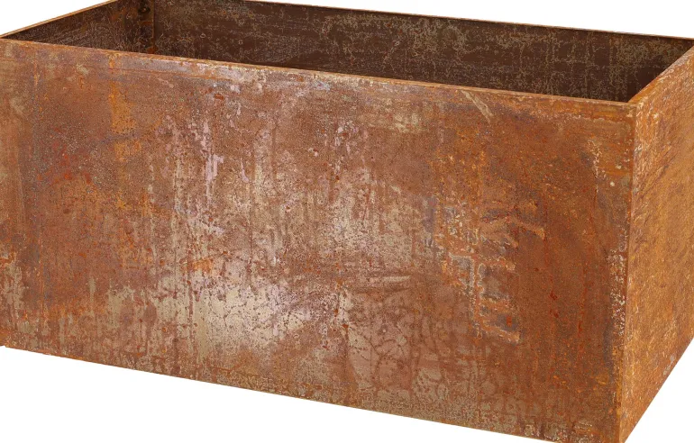 Jardinière en acier corten rouille (78 x 38 x 38 cm)