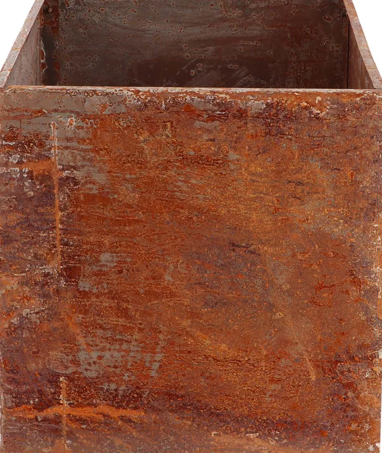 Jardinière en acier corten rouille (58 x 38 x 38 cm)