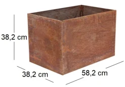 Jardinière en acier corten rouille (58 x 38 x 38 cm)