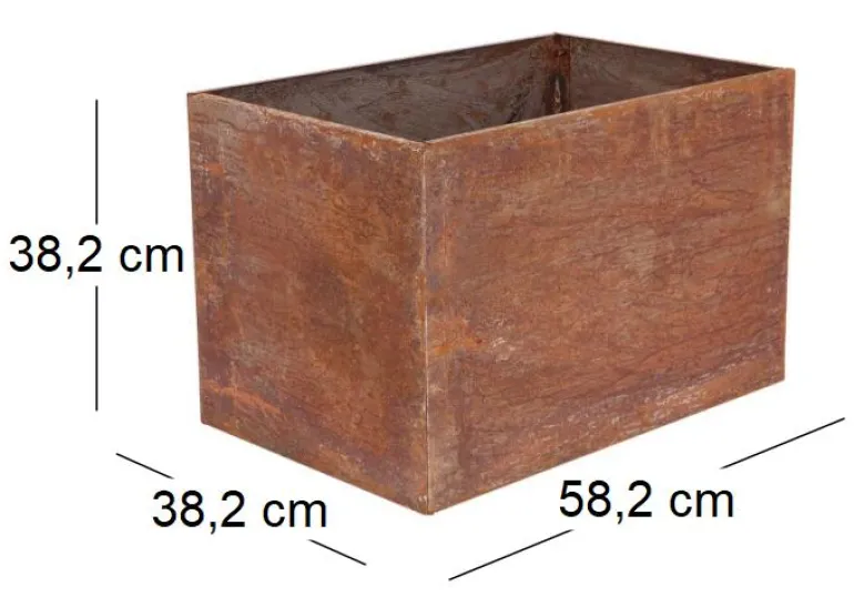 Jardinière en acier corten rouille (58 x 38 x 38 cm)