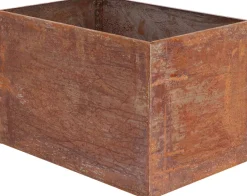 Jardinière en acier corten rouille (58 x 38 x 38 cm)