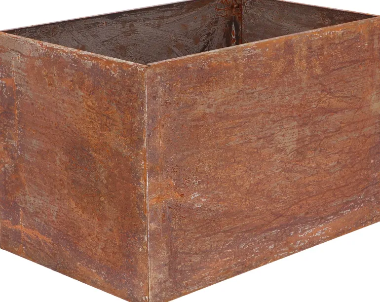 Jardinière en acier corten rouille (58 x 38 x 38 cm)
