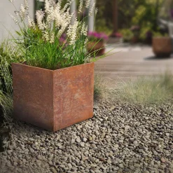Jardinière en acier corten rouille (38 x 38 x 38 cm)