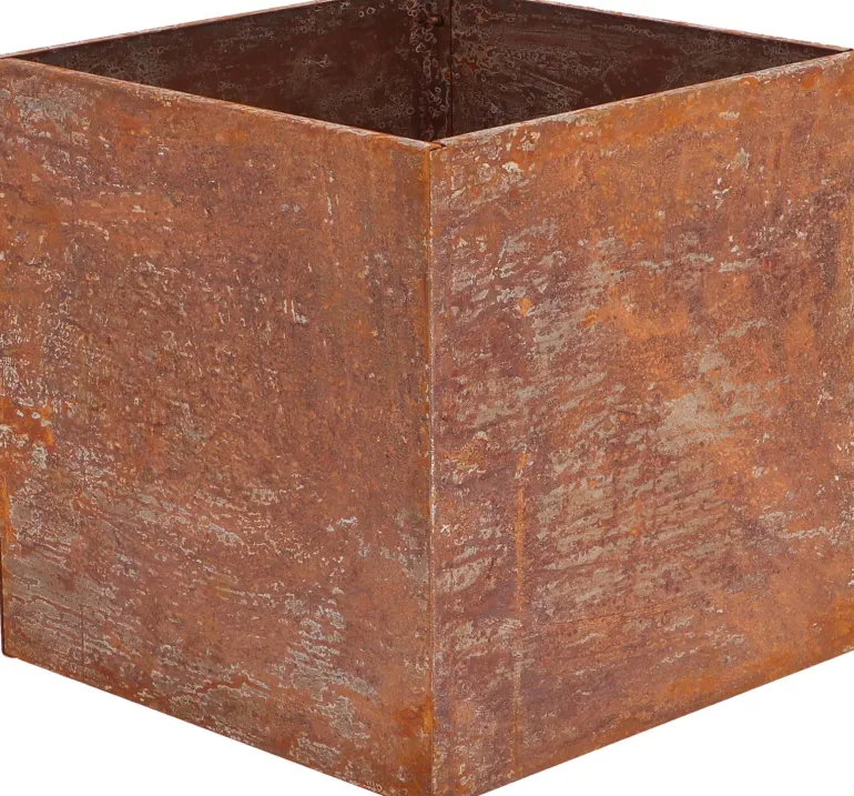 Jardinière en acier corten rouille (38 x 38 x 38 cm)