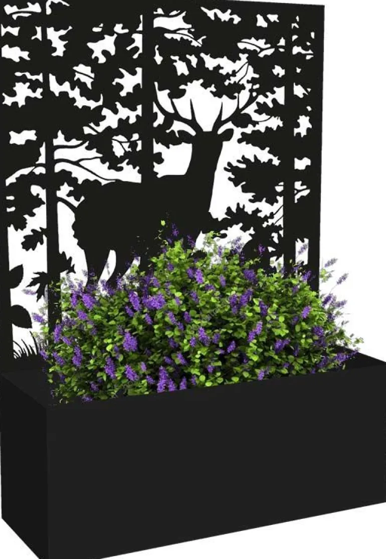 Jardinière en fer avec treillis (Motif cerf)