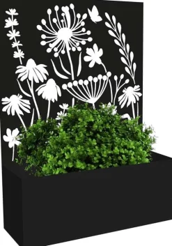 Jardinière en fer avec treillis (Motif floral)