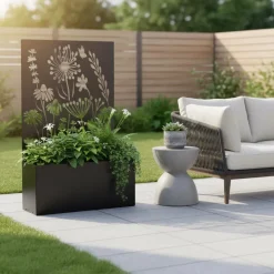 Jardinière en fer avec treillis (Motif floral)