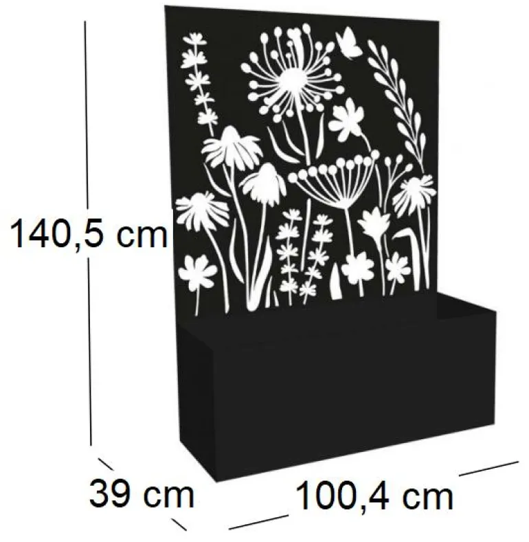 Jardinière en fer avec treillis (Motif floral)