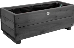 Jardinière en mélèze Moline 60 x 22 x 20 cm (Cérusé noir)