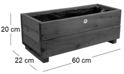 Jardinière en mélèze Moline 60 x 22 x 20 cm (Cérusé noir)