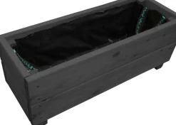 Jardinière en mélèze Moline 60 x 22 x 20 cm (Cérusé noir)