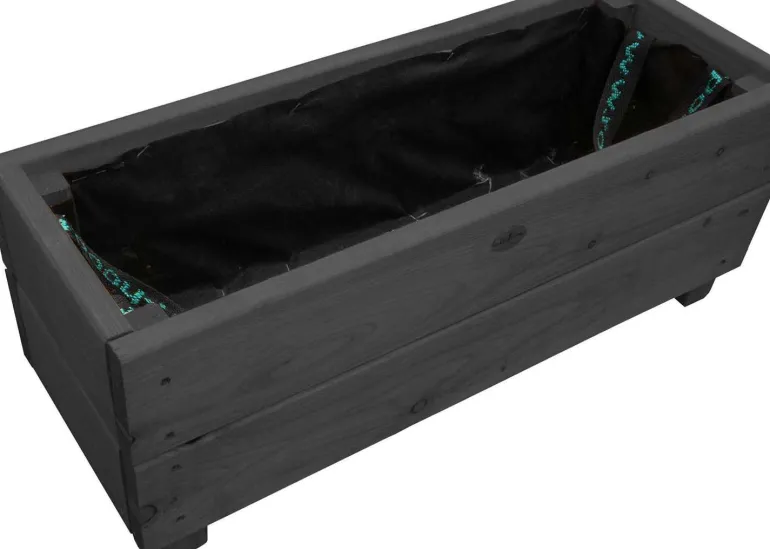 Jardinière en mélèze Moline 60 x 22 x 20 cm (Cérusé noir)