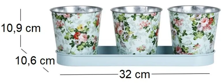 Jardinière 3 pots Roses