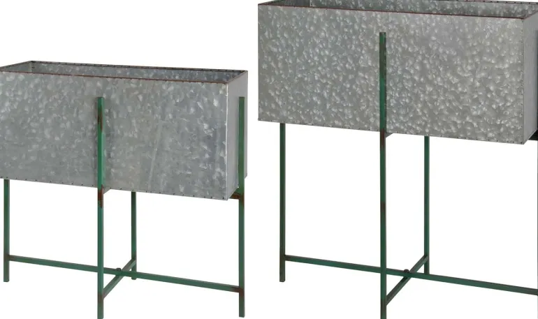 Jardinière sur pied en zinc intérieure extérieure (Lot de 2) (Rectangulaires - 22,3 / 33,3 litres)