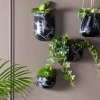 Jardinière suspendue en céramique marbrée 12 x 9.5 cm (Noir)