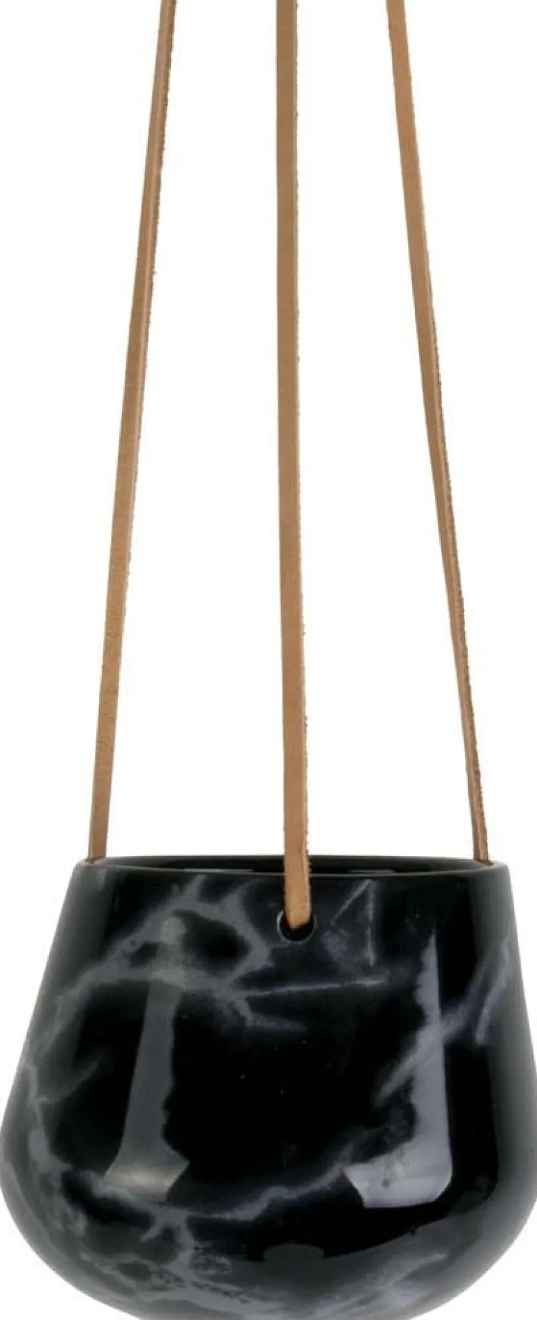 Jardinière suspendue en céramique marbrée 12 x 9.5 cm (Noir)