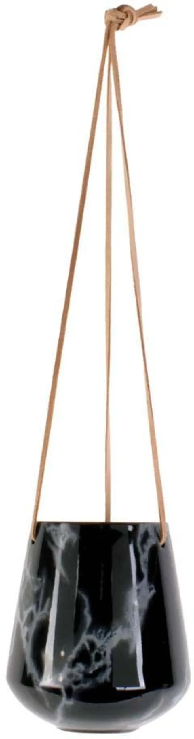 Jardinière suspendue en céramique marbrée 13.5 x 15 cm (Noir)