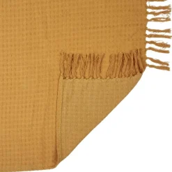 Jeté de canapé gaufré en coton 130 x 160 cm (Ocre)